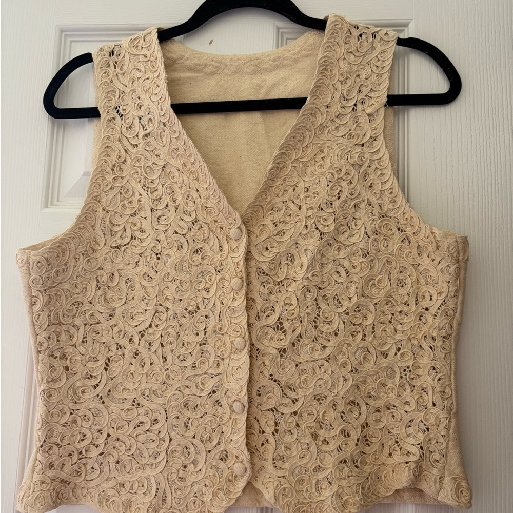 Vintage Elegant Cream Lace Women’s Vest